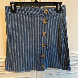 Blue Striped Button-Front Skirt